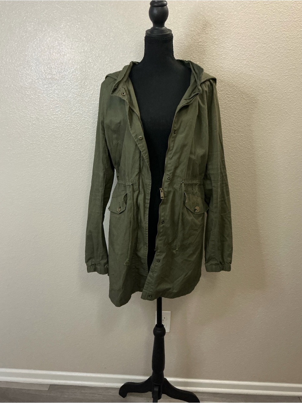 Fashion Nova Olive Utility Hooded Jacket